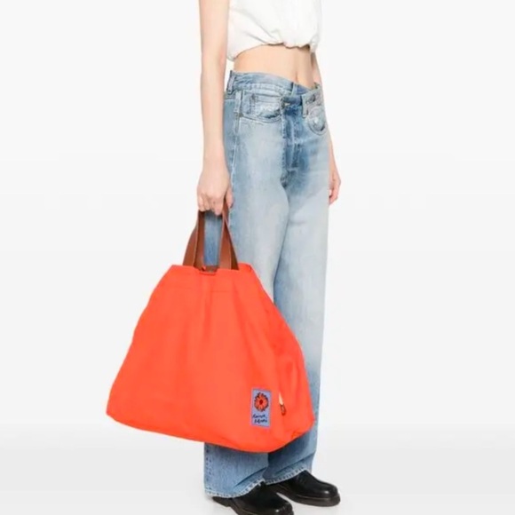 MAISON KITSUNE Orange Surf Drawstring Top Tote Bag - Picture 3 of 12